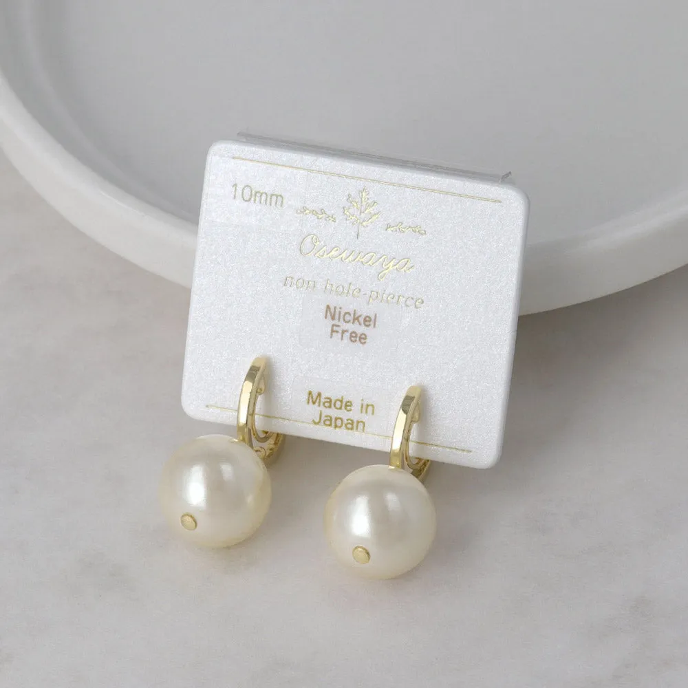 10mm Faux Pearl Loop Fit Huggie Clip Ons