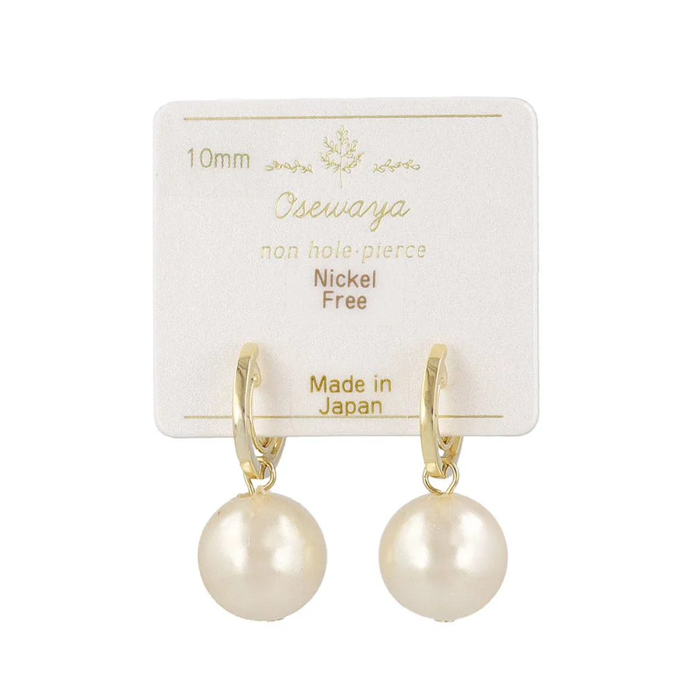 10mm Faux Pearl Loop Fit Huggie Clip Ons