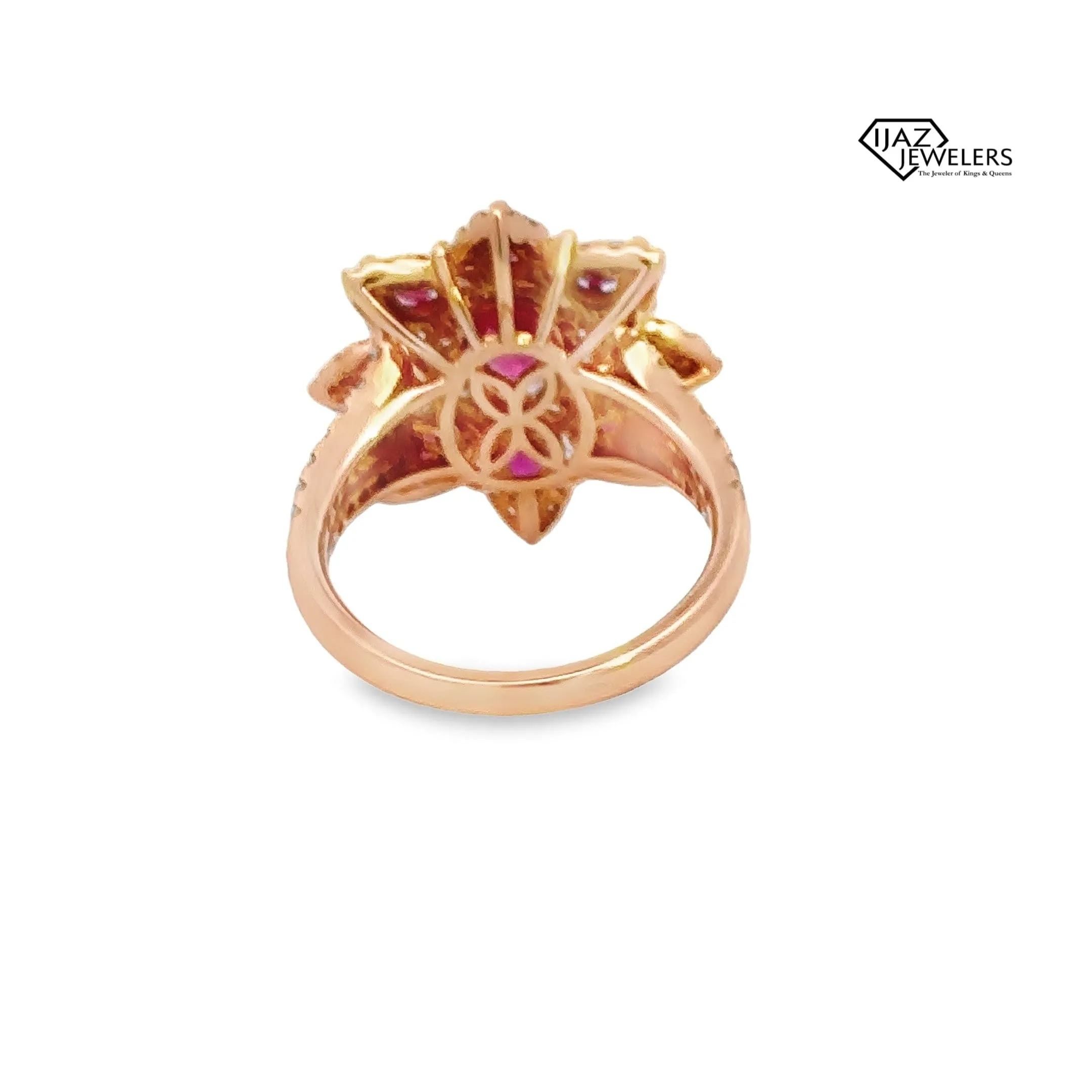18K Rose Gold Diamond Ruby Cocktail Ring