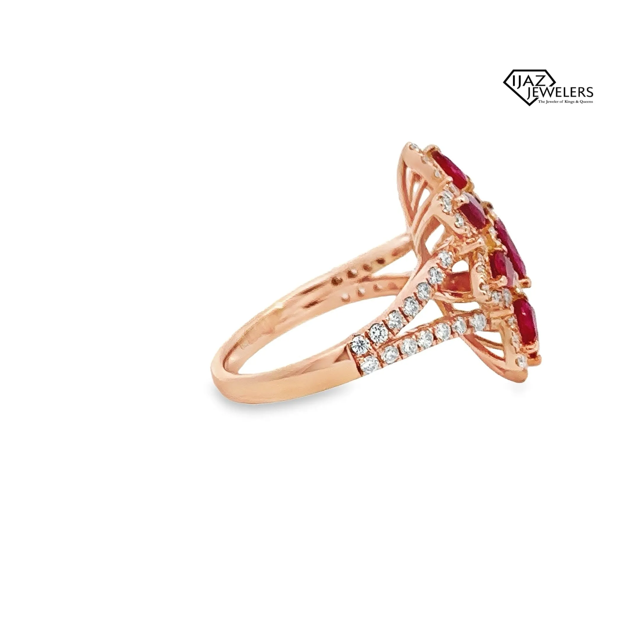 18K Rose Gold Diamond Ruby Cocktail Ring