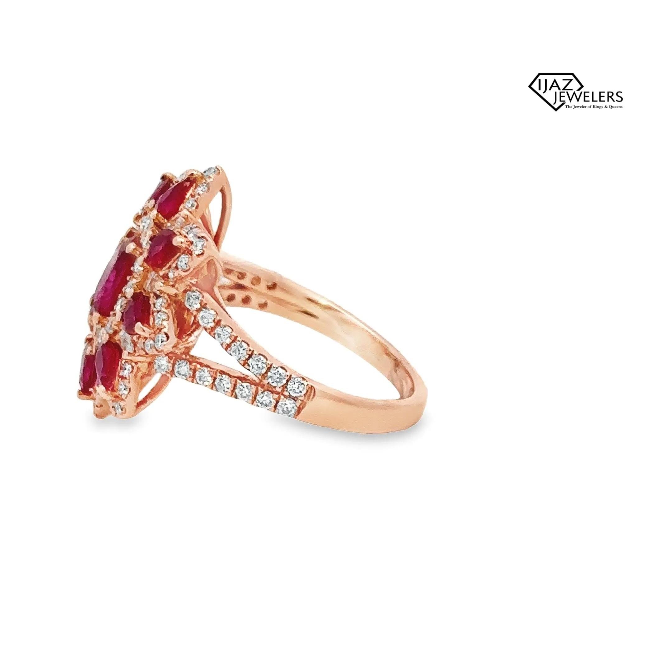 18K Rose Gold Diamond Ruby Cocktail Ring