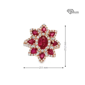18K Rose Gold Diamond Ruby Cocktail Ring