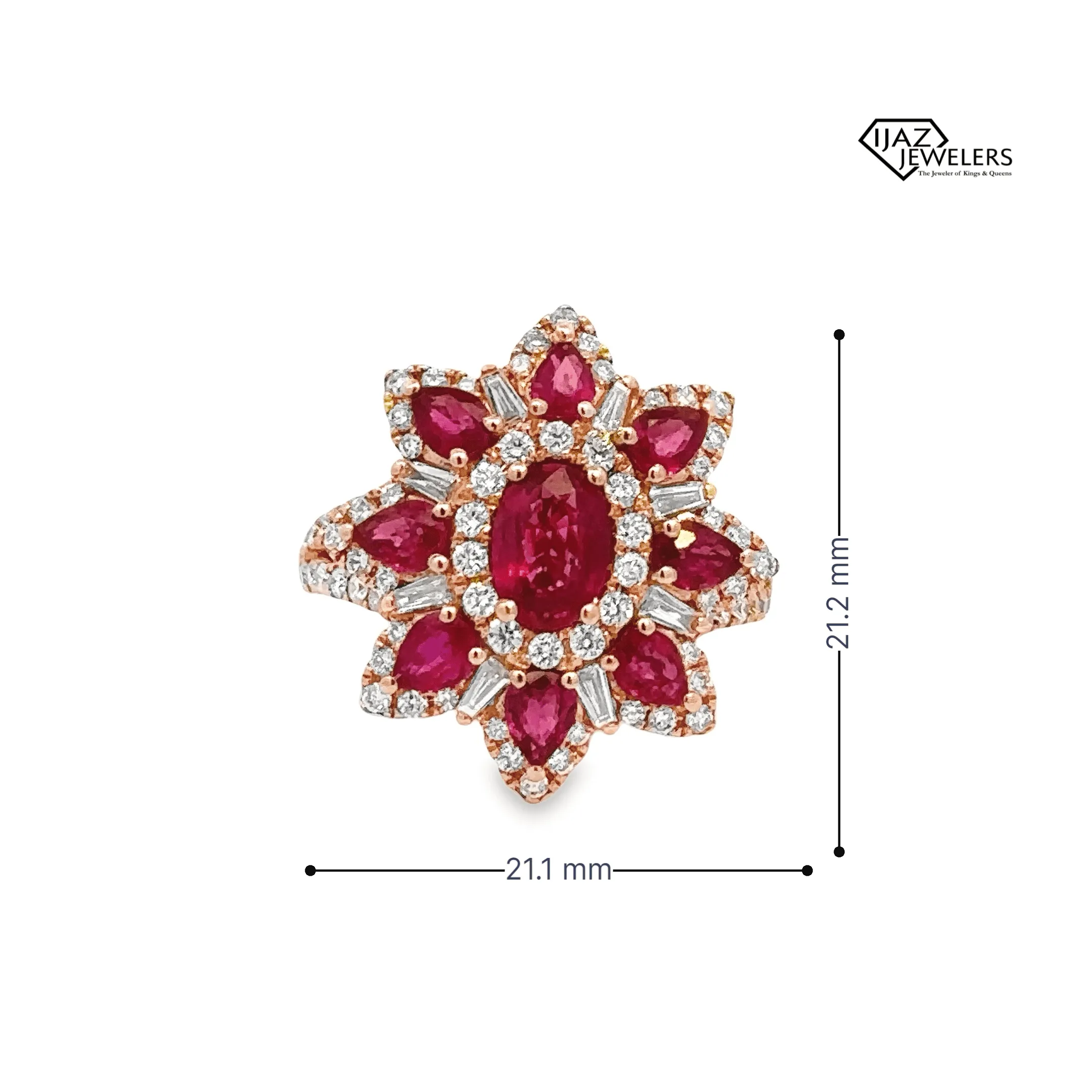 18K Rose Gold Diamond Ruby Cocktail Ring