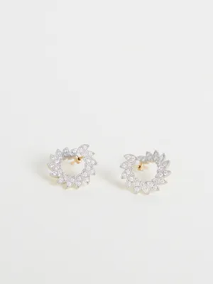 282 Earrings in 950 Platinum, 18k Green and Yellow Gold with White Diamonds