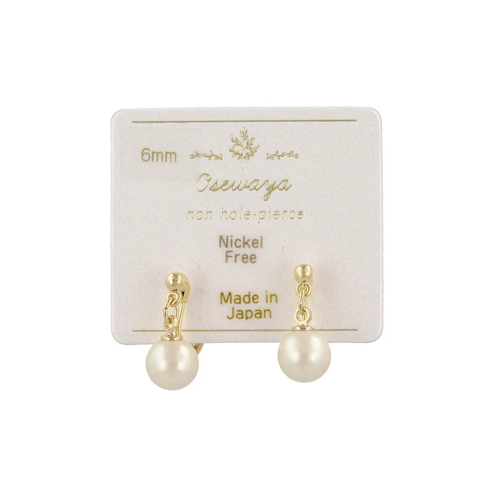 6mm Faux Pearl Loop Fit Clip Ons