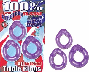 All American Triple Rings in Purple: Premium Silicone Cock Rings Set for Enhanced Erections