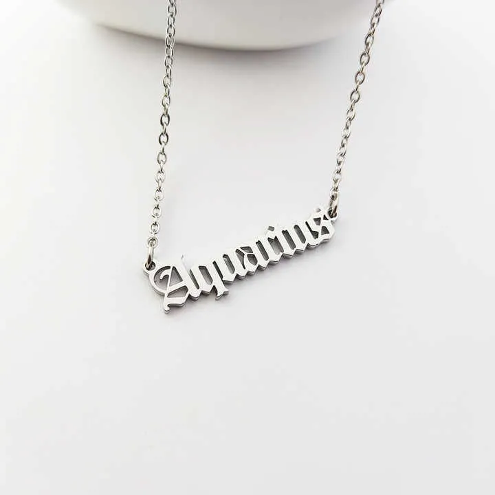 Aquarius Zodiac Sign Pendant Necklace-قلادة برج الدلو