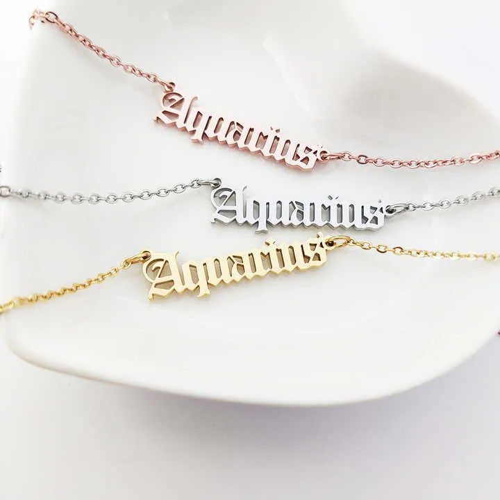 Aquarius Zodiac Sign Pendant Necklace-قلادة برج الدلو