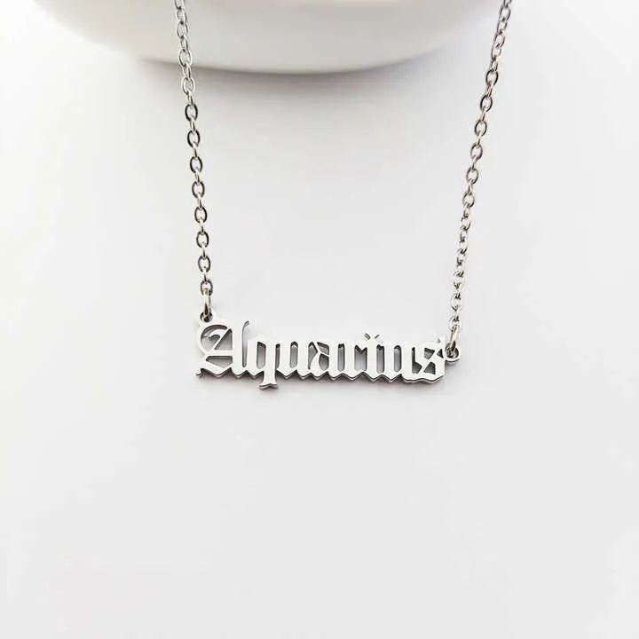 Aquarius Zodiac Sign Pendant Necklace-قلادة برج الدلو