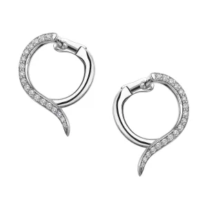 Armis Small Hoop Earrings - 18ct White Gold & Diamond Pavé