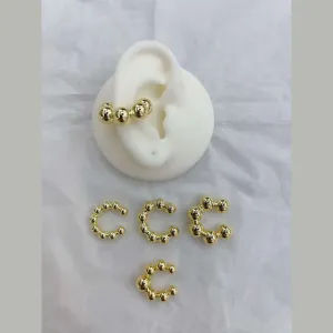 Ball 18K Gold Anti Tarnish Stud Clip-On Ear Cuff Conch Earring Pair For Women