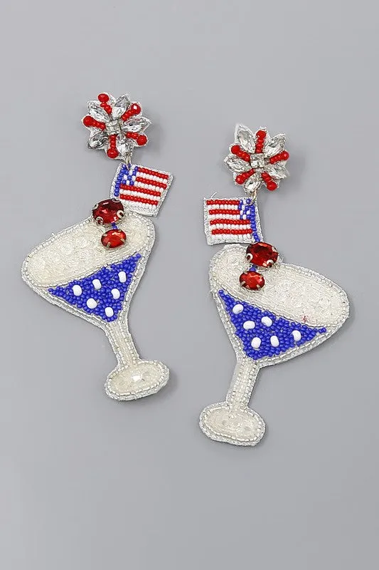Beaded Patriotic Drop Earring