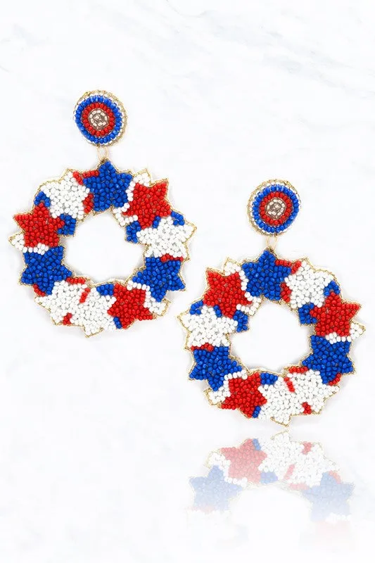 Beaded Patriotic Drop Earring