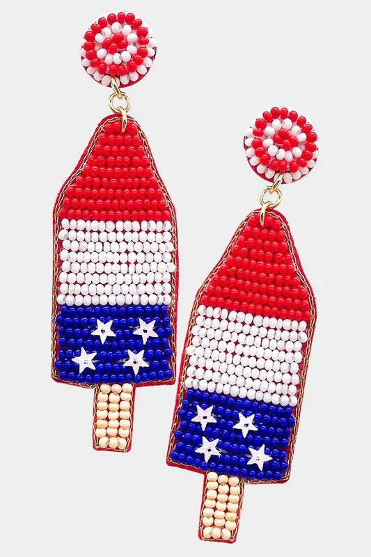 Beaded Patriotic Drop Earring