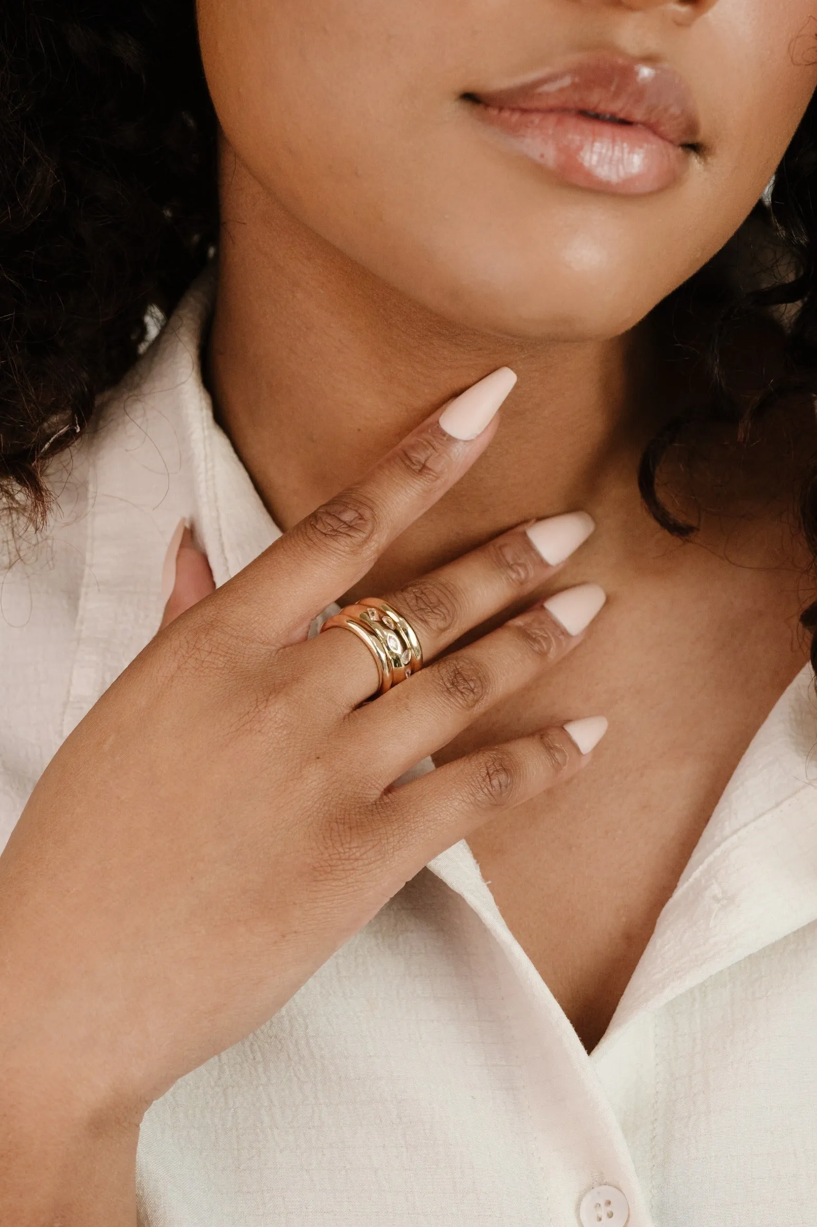 Bezel Crystal Thick Ring