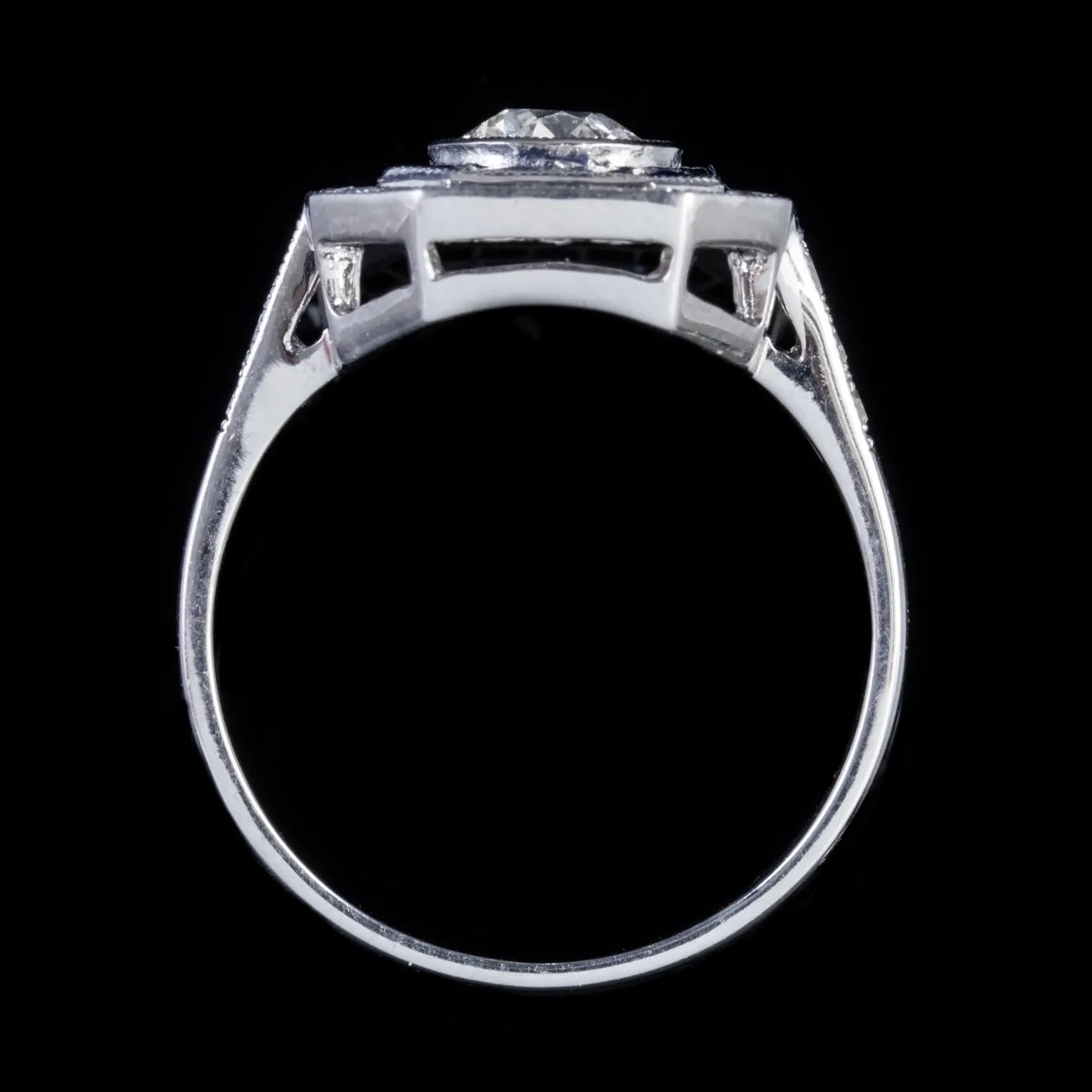 Diamond Sapphire Cluster Ring 18Ct White Gold 2Ct Diamond French Cut Sapphires