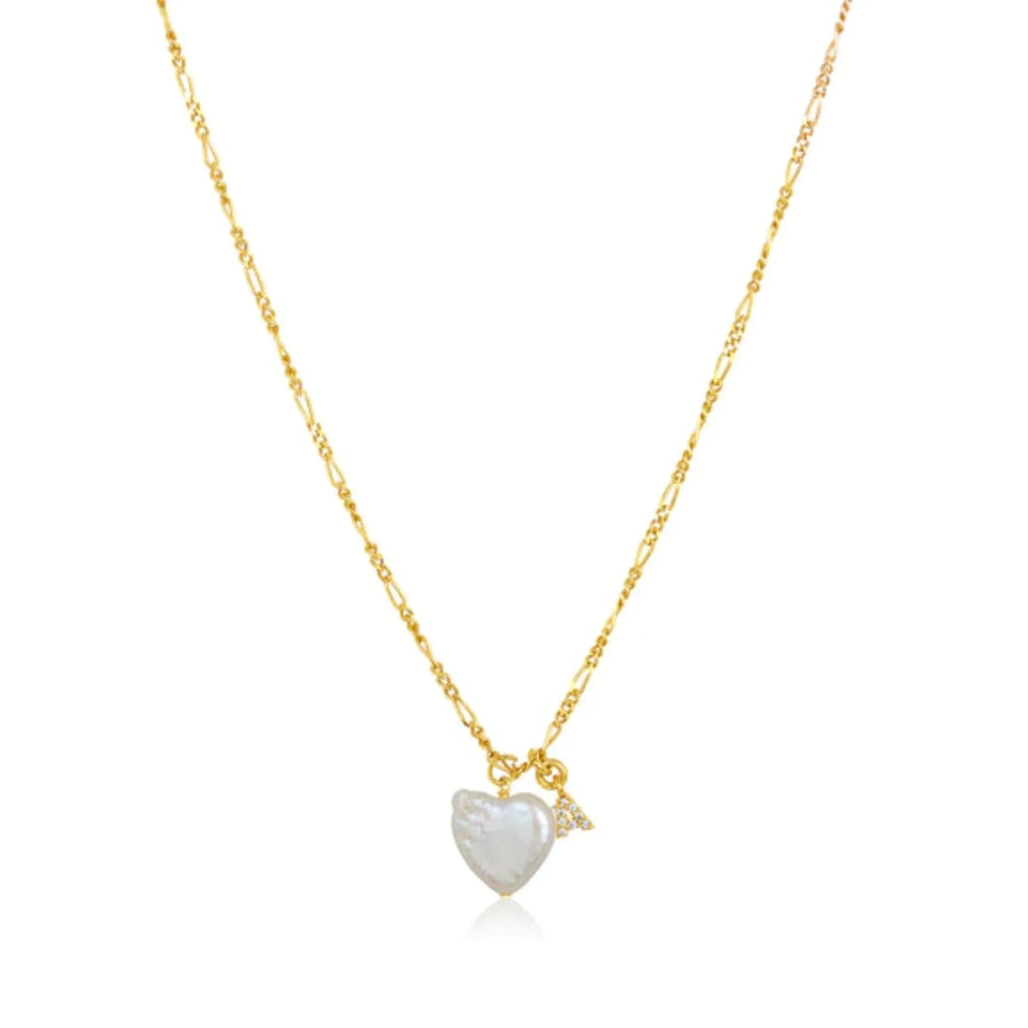 FYB Pearl Love Token Initial Necklace - Gold