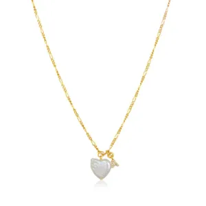FYB Pearl Love Token Initial Necklace - Gold