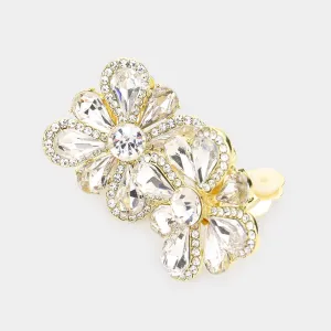 iLLASPARKZ Clover Glass Stone Cluster Clip On Earrings