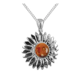 NEW: Amber Sunflower Necklace, Sunflower Jewellery